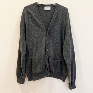 Vintage Lord Jeff Cardigan Mens Large Gray Lambswool Wool Heritage Grandpa